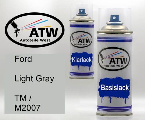 Ford, Light Gray, TM / M2007: 400ml Sprühdose + 400ml Klarlack - Set, von ATW Autoteile West.